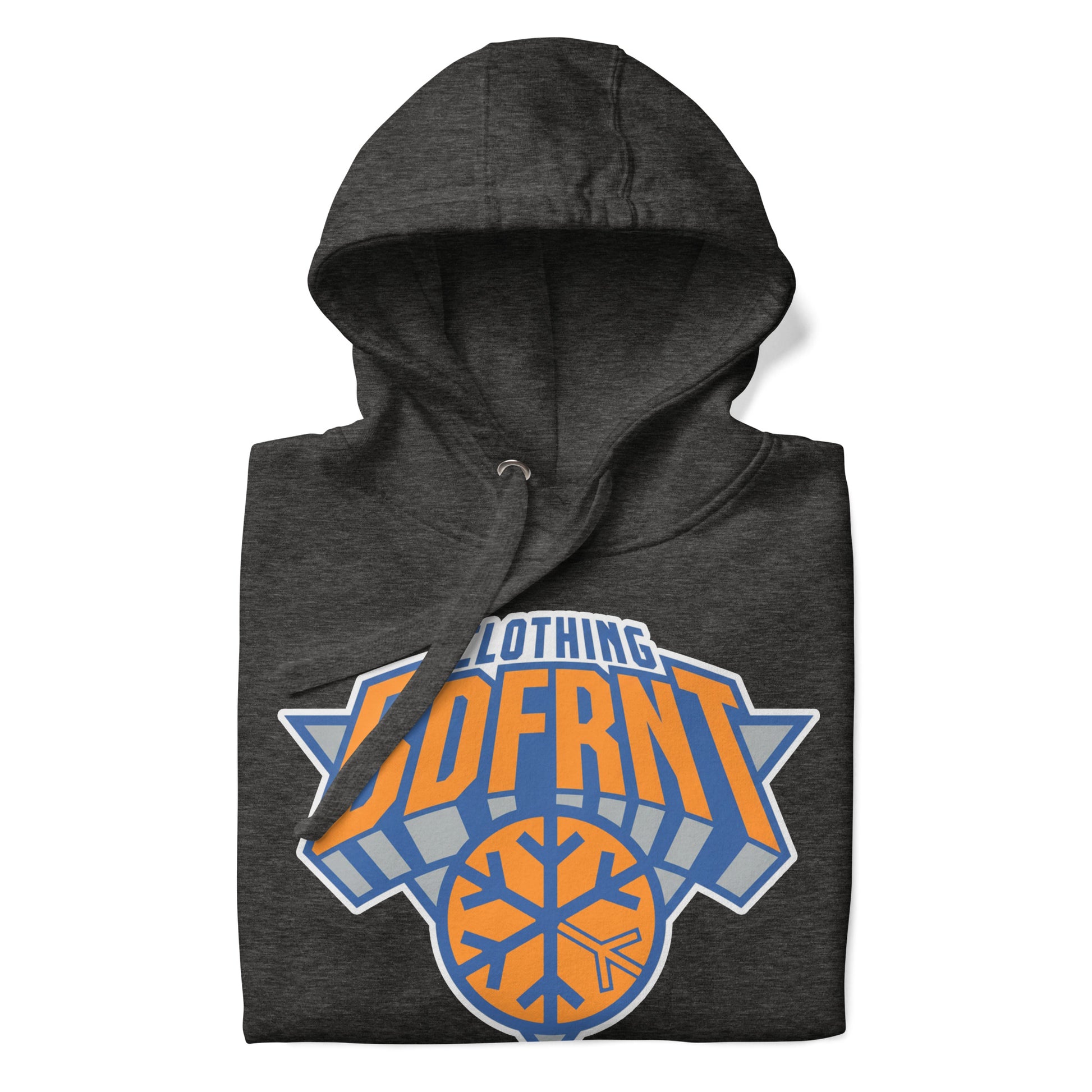 Darkgray-BDFRNT Logo 2011 Hoodie from B.Different Clothing, folded, graffiti-inspired streetwear
