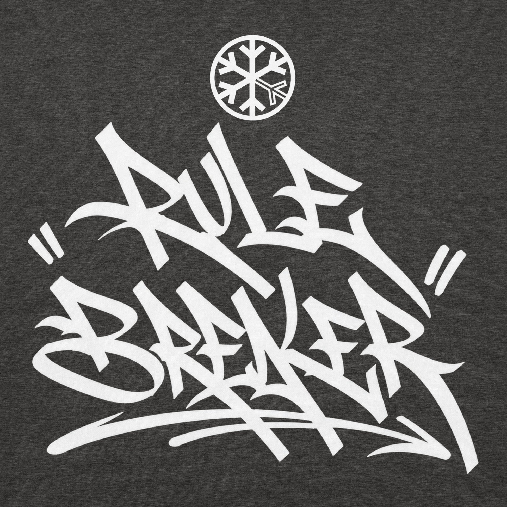Charcoal Heather-Rule Breaker Graffiti Tag Hoodie from B.Different Clothing, graphic, graffiti-inspired streetwear