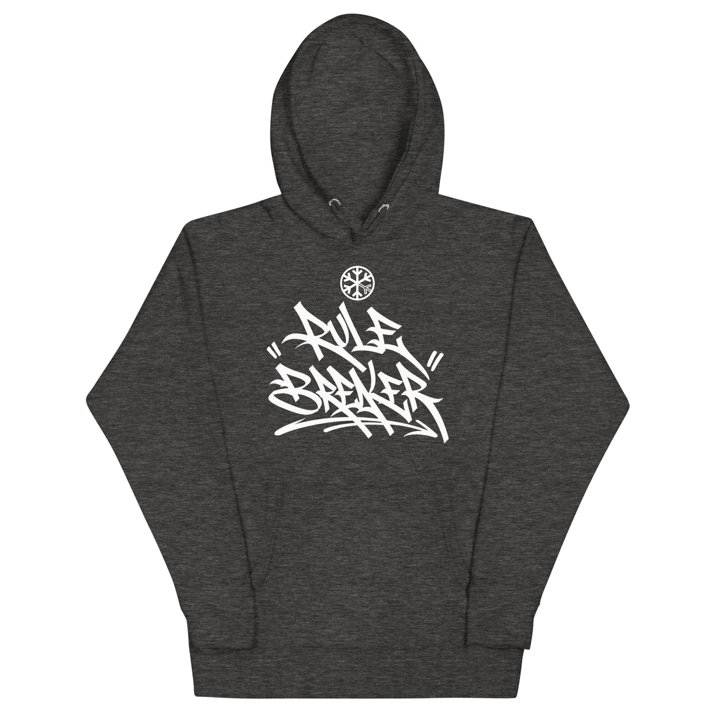 Charcoal Heather-Rule Breaker Graffiti Tag Hoodie from B.Different Clothing, front view, graffiti-inspired streetwear