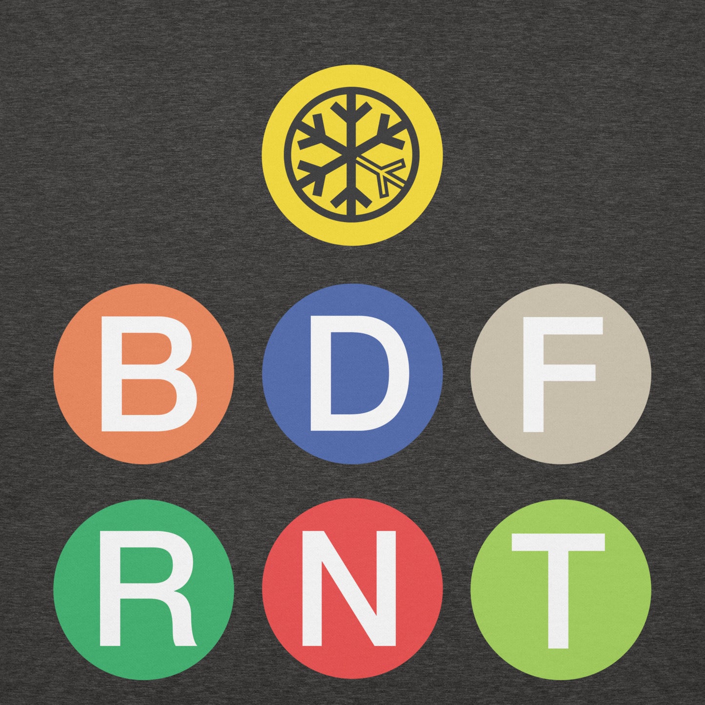 Charcoal Heather-BDFRNT NYC Subway Hoodie from B.Different Clothing, front graphic, graffiti-inspired streetwear