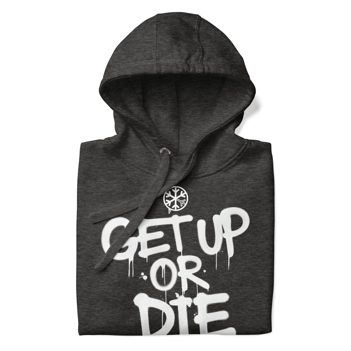 Charcoal Heather-Get Up or Die Graffiti Tag Hoodie from B.Different Clothing, folded, graffiti-inspired streetwear
