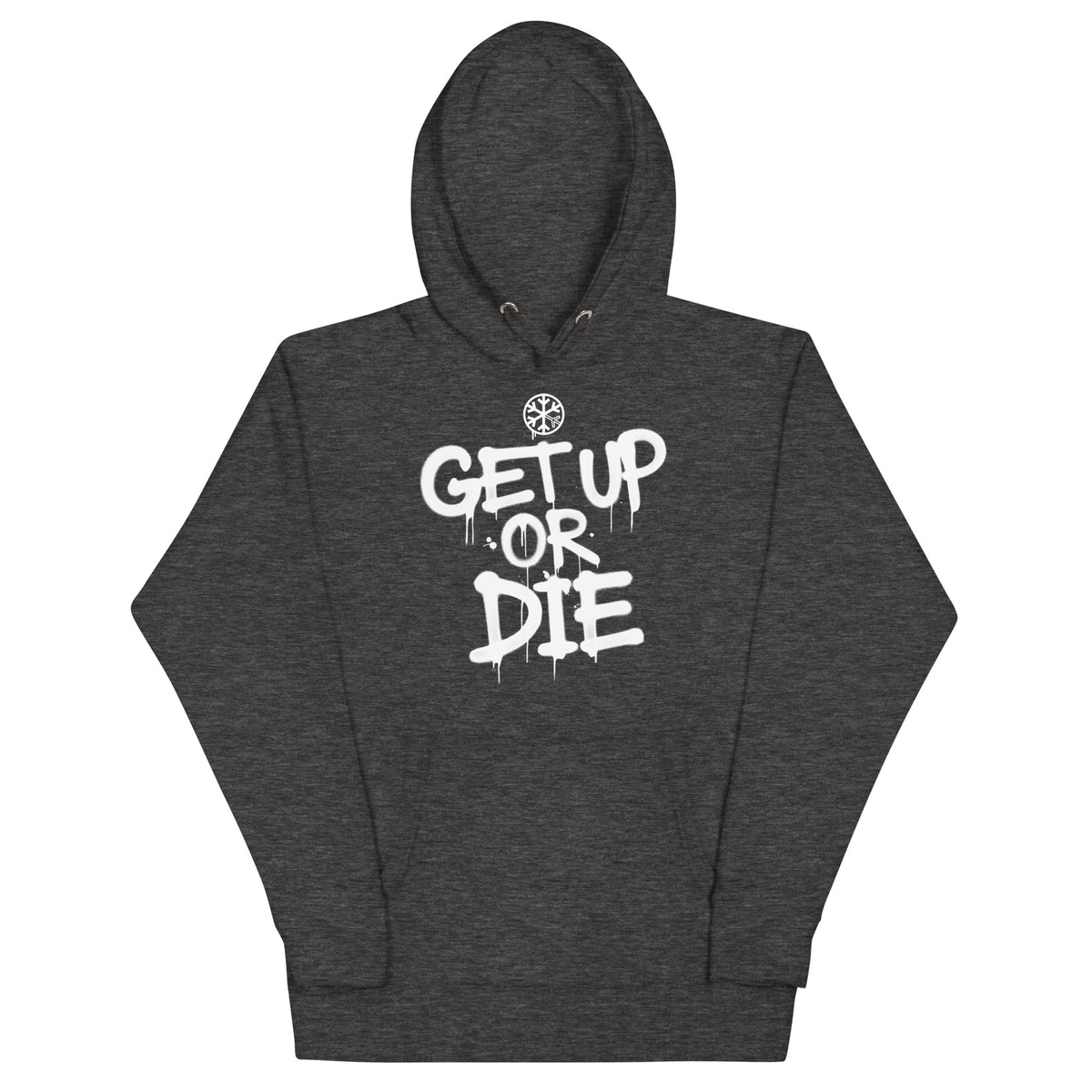 Charcoal Heather-Get Up or Die Graffiti Tag Hoodie from B.Different Clothing, front view, graffiti-inspired streetwear
