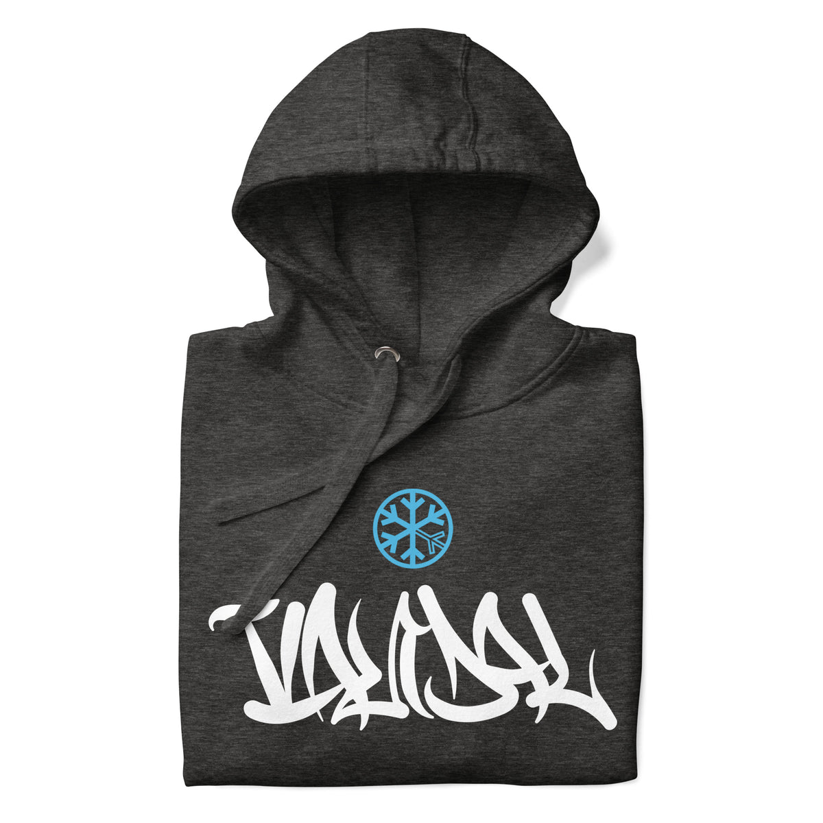 Charcoal Heather-Vandal Graffiti Tag Hoodie from B.Different Clothing, folded, graffiti-inspired streetwear