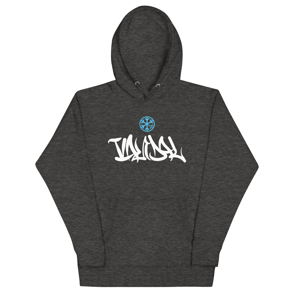 Charcoal Heather-Vandal Graffiti Tag Hoodie from B.Different Clothing, front view, graffiti-inspired streetwear