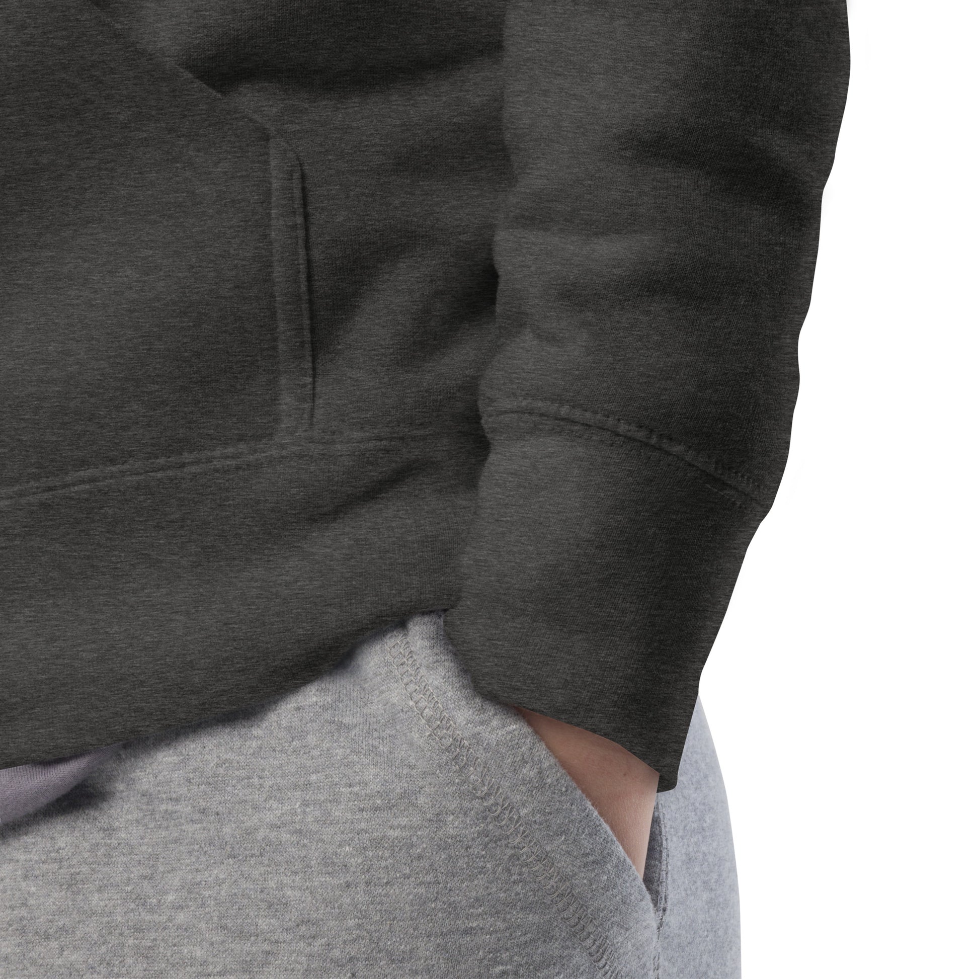 Charcoal Heather-BDFRNT NYC Subway Hoodie from B.Different Clothing, detail, graffiti-inspired streetwear