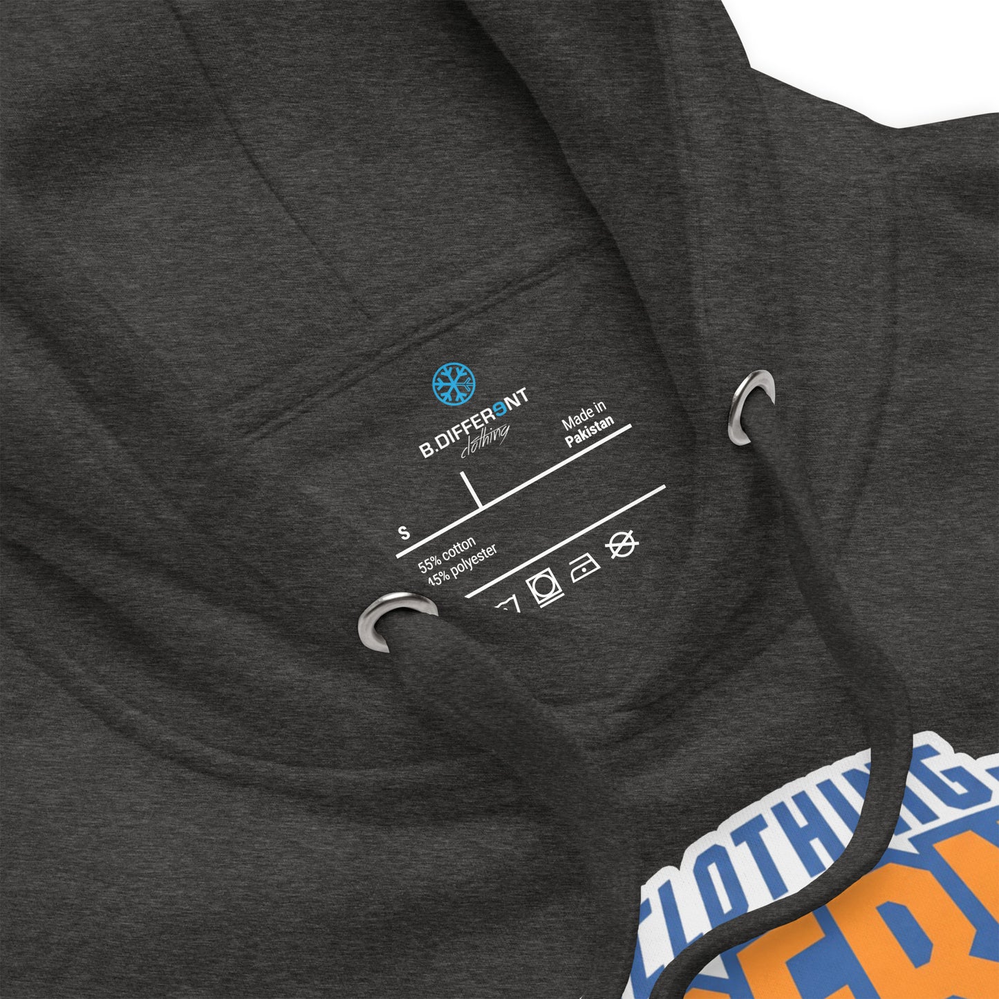 Darkgray-BDFRNT Logo 2011 Hoodie from B.Different Clothing, collar, graffiti-inspired streetwear