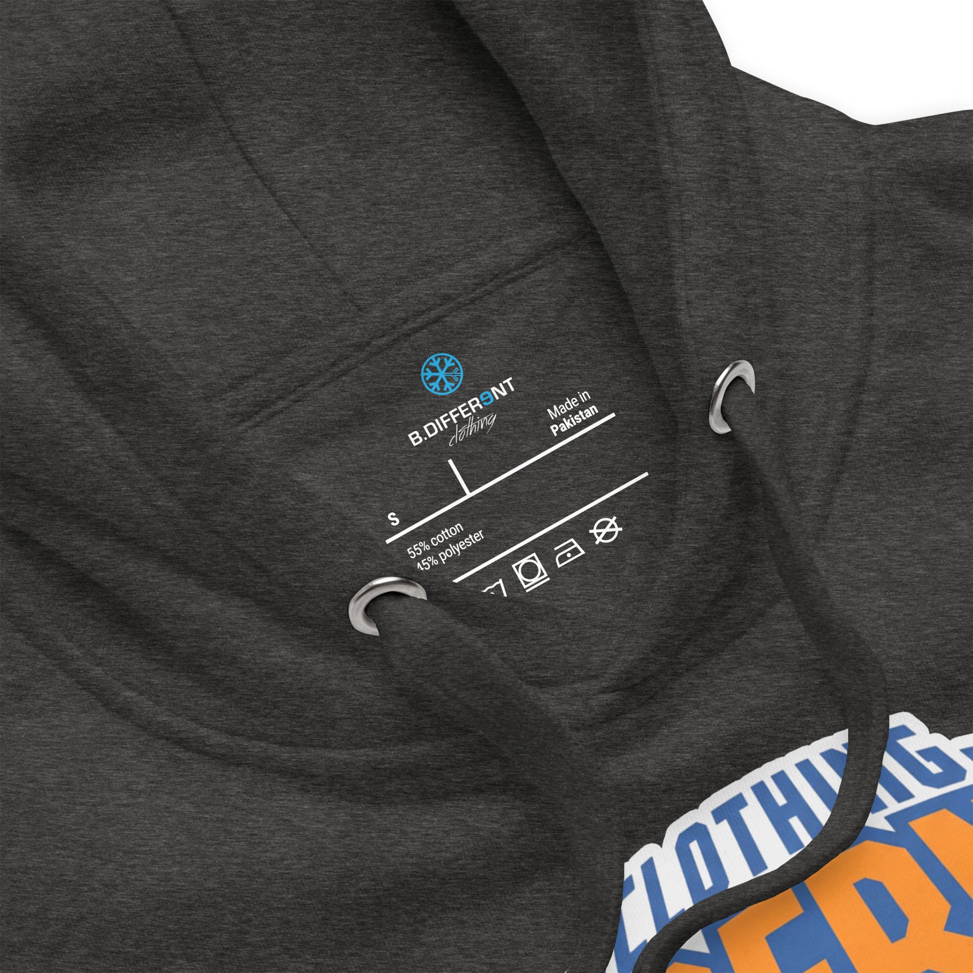 Darkgray-BDFRNT Logo 2011 Hoodie from B.Different Clothing, collar, graffiti-inspired streetwear