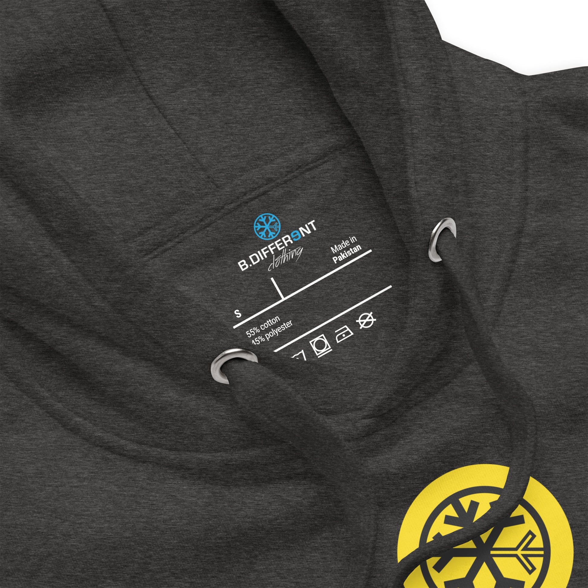Charcoal Heather-BDFRNT NYC Subway Hoodie from B.Different Clothing, collar, graffiti-inspired streetwear