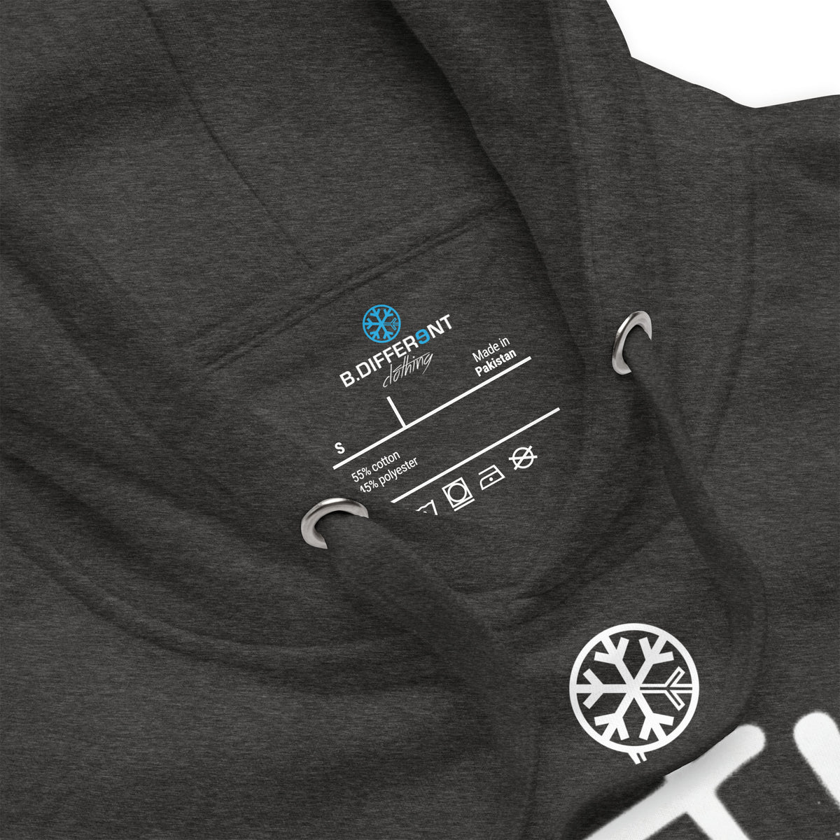 Charcoal Heather-Get Up or Die Graffiti Tag Hoodie from B.Different Clothing, collar, graffiti-inspired streetwear