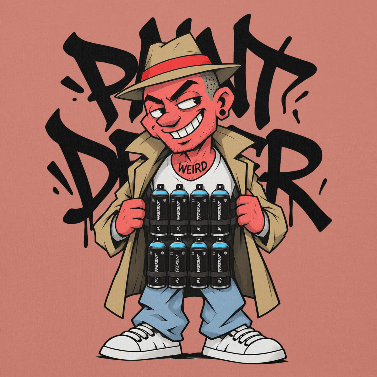 Pink-Paint Dealer Graffiti Character Hoodie from B.Different Clothing, graphic, graffiti-inspired streetwear