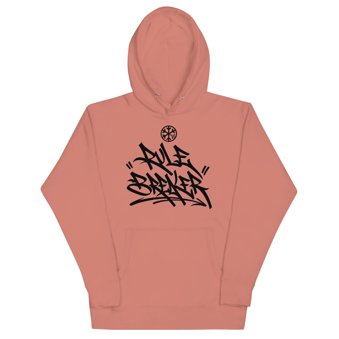Dusty Rose-Rule Breaker Graffiti Tag Hoodie from B.Different Clothing, front view, graffiti-inspired streetwear