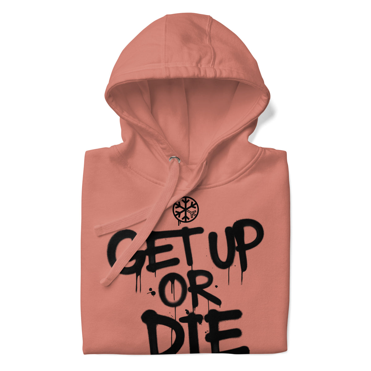Dusty Rose-Get Up or Die Graffiti Tag Hoodie from B.Different Clothing, folded, graffiti-inspired streetwear