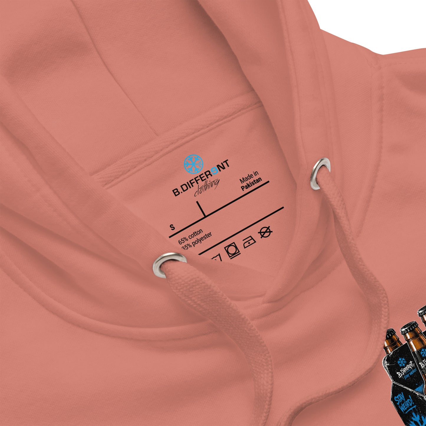 Pink-Six Pack Beer Graffiti Hoodie from B.Different Clothing, collar, graffiti-inspired streetwear
