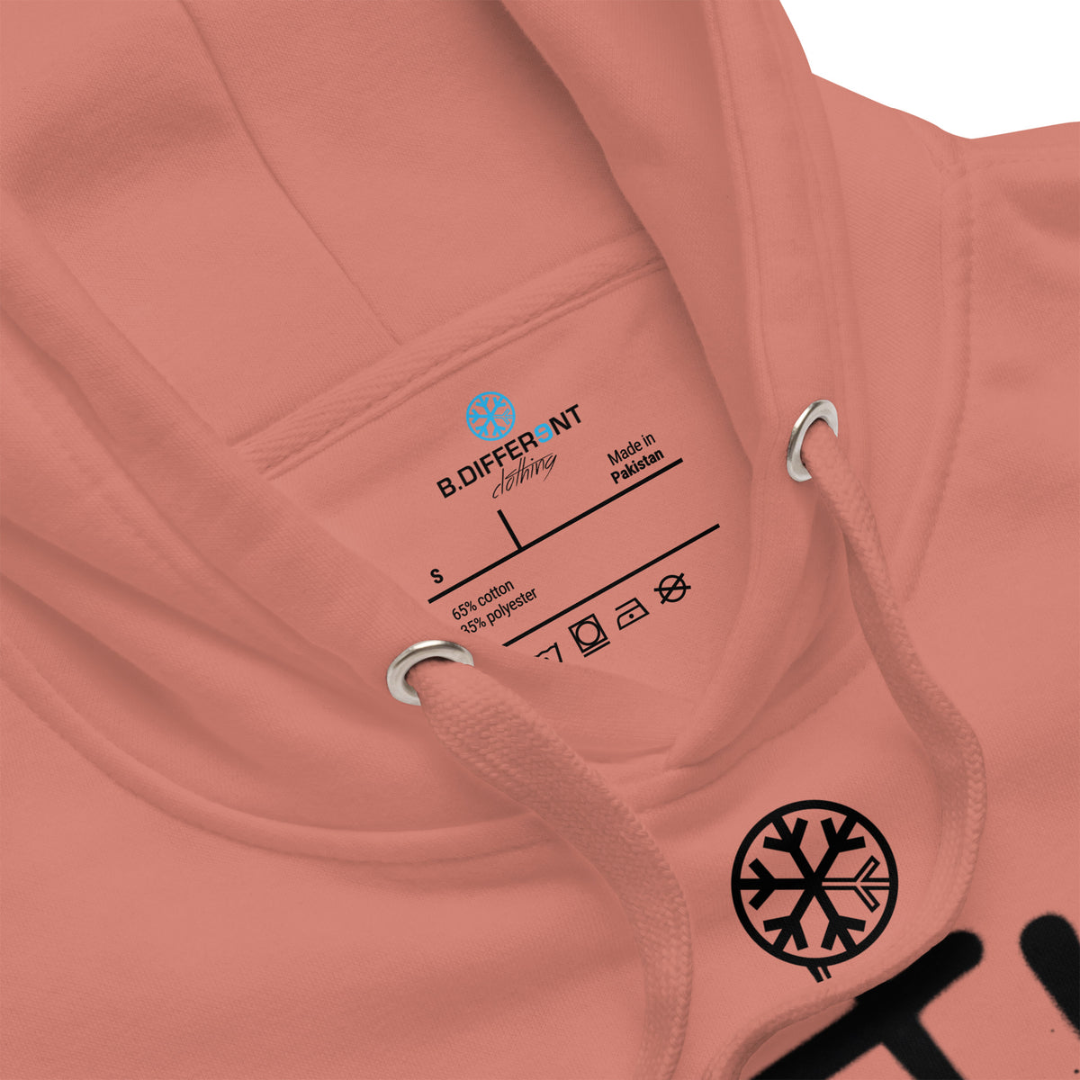 Dusty Rose-Get Up or Die Graffiti Tag Hoodie from B.Different Clothing, collar, graffiti-inspired streetwear