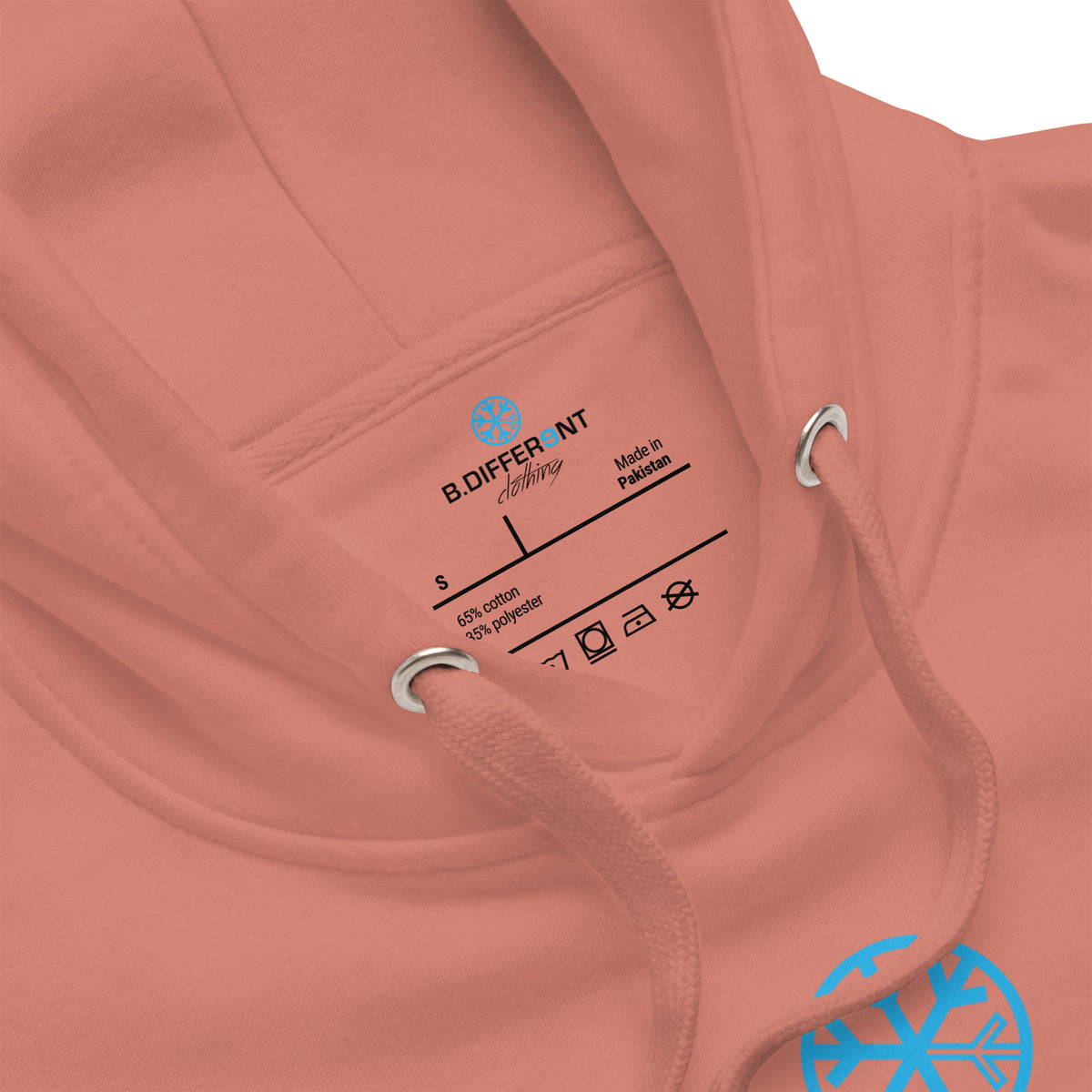 Dusty Rose-Vandal Graffiti Tag Hoodie from B.Different Clothing, collar, graffiti-inspired streetwear