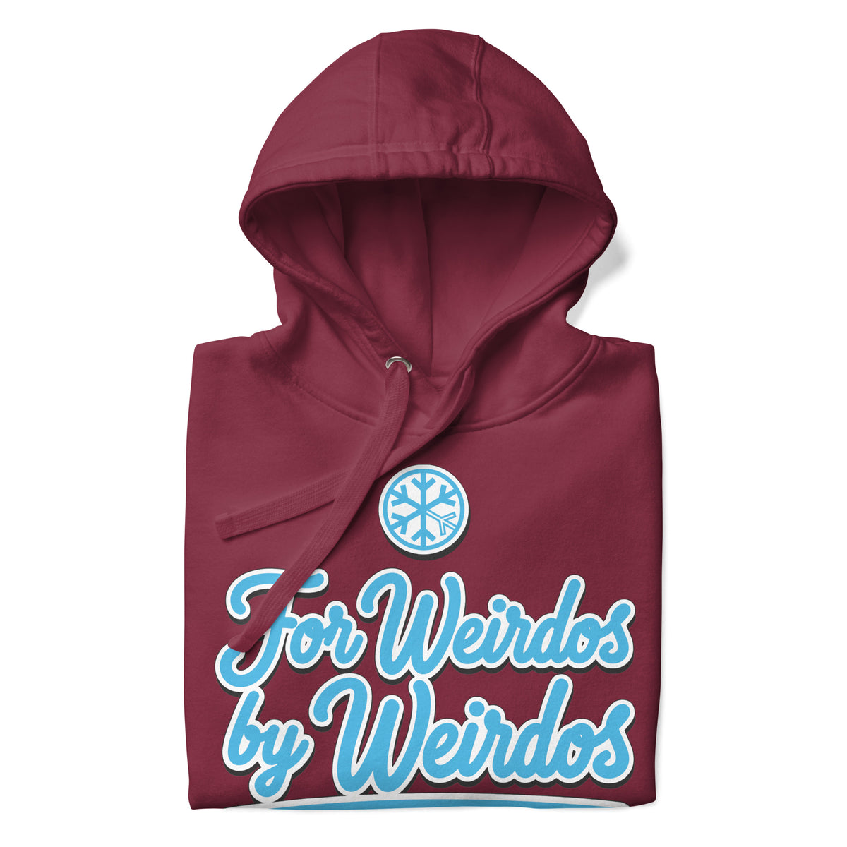 Maroon-For Weirdos by Weirdos Hoodie from B.Different Clothing, folded, graffiti-inspired streetwear