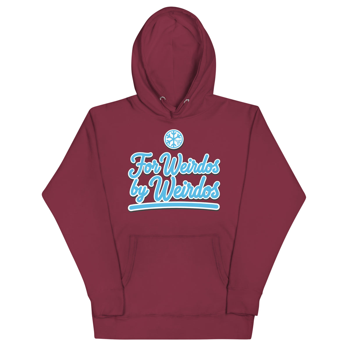 Maroon-For Weirdos by Weirdos Hoodie from B.Different Clothing, front view, graffiti-inspired streetwear