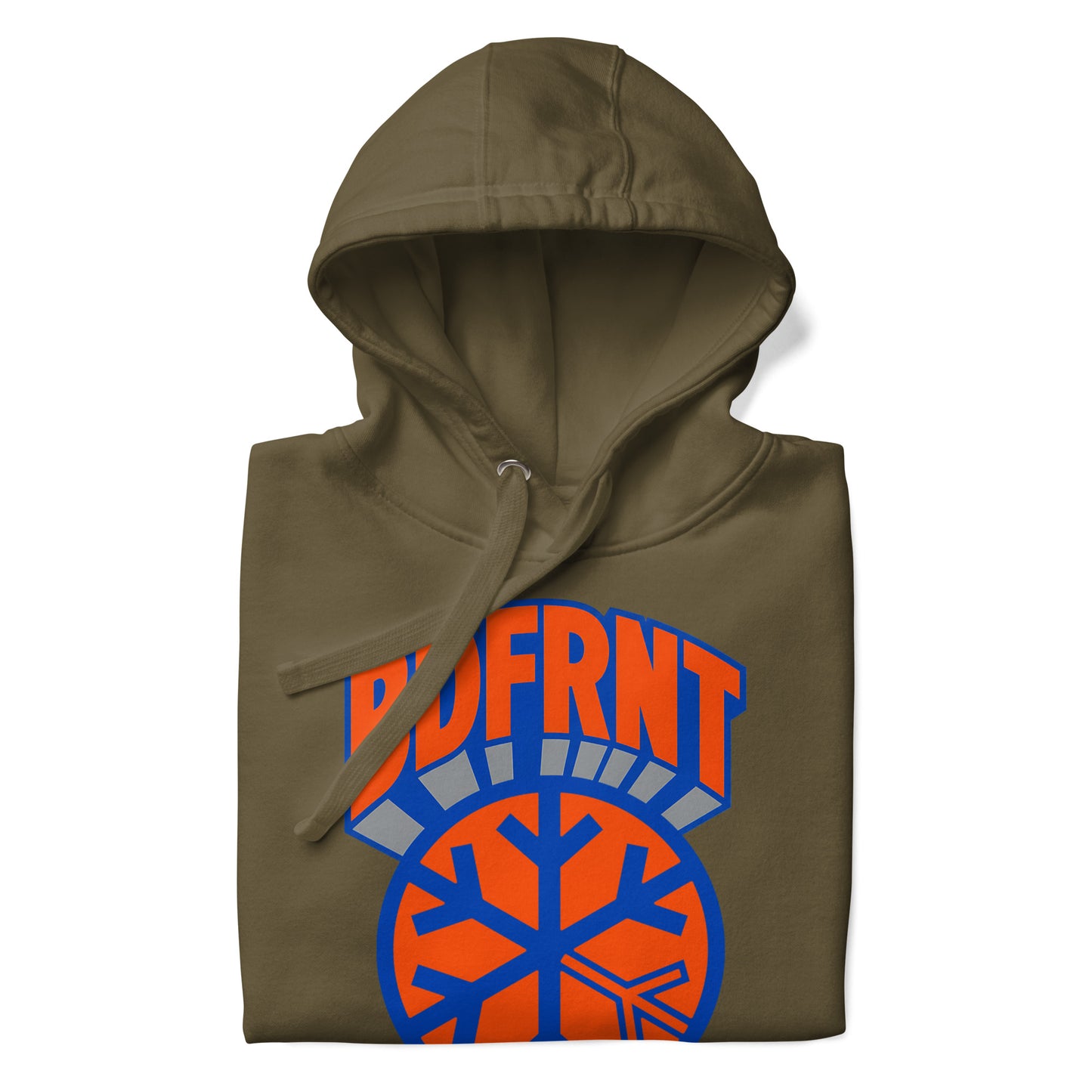 Green-BDFRNT Logo 1989 Hoodie from B.Different Clothing, folded, graffiti-inspired streetwear