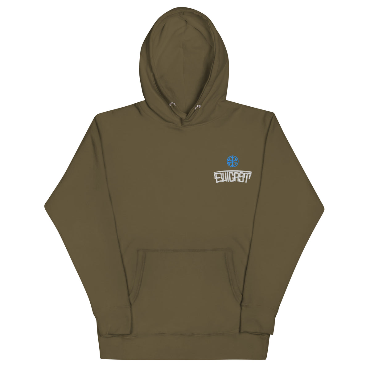 Army Green-Outcast Graffiti Tag Hoodie from B.Different Clothing, front view, graffiti-inspired streetwear