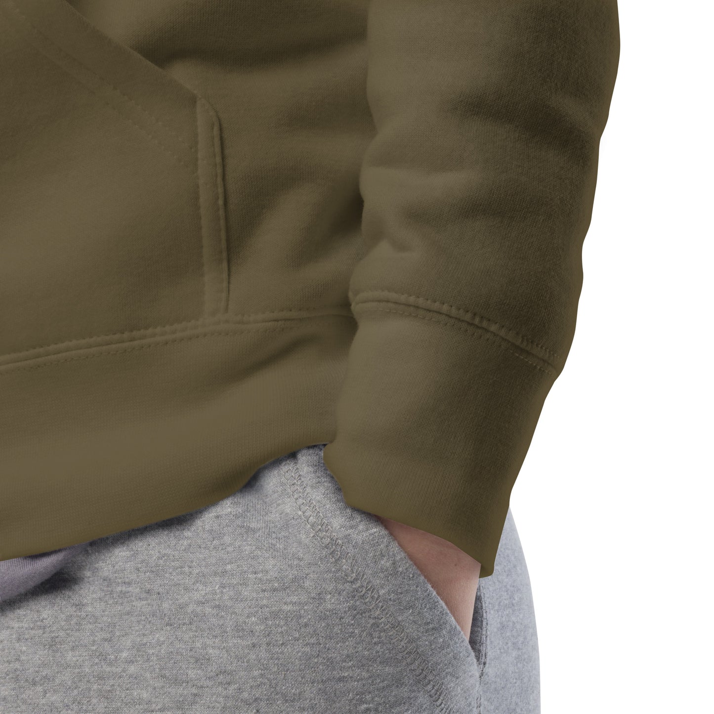 Military Green-BDFRNT NYC Subway Hoodie from B.Different Clothing, detail, graffiti-inspired streetwear
