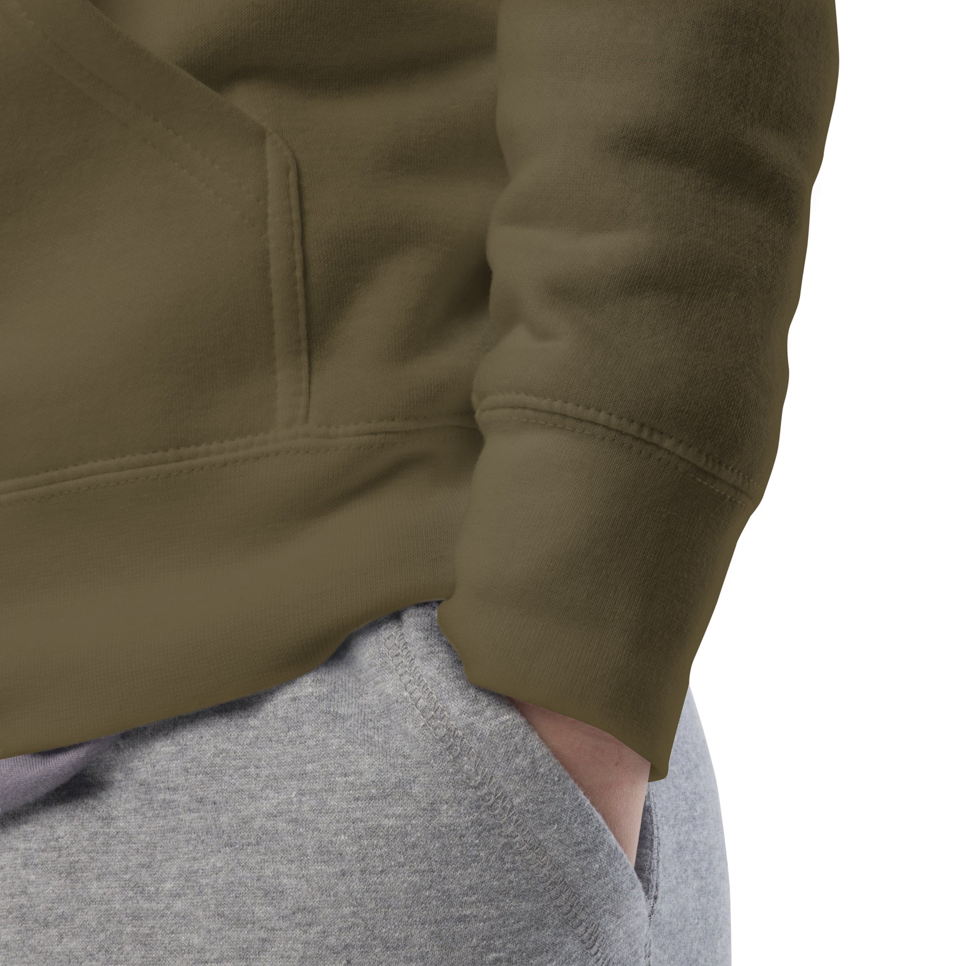 Military Green-BDFRNT NYC Subway Hoodie from B.Different Clothing, detail, graffiti-inspired streetwear
