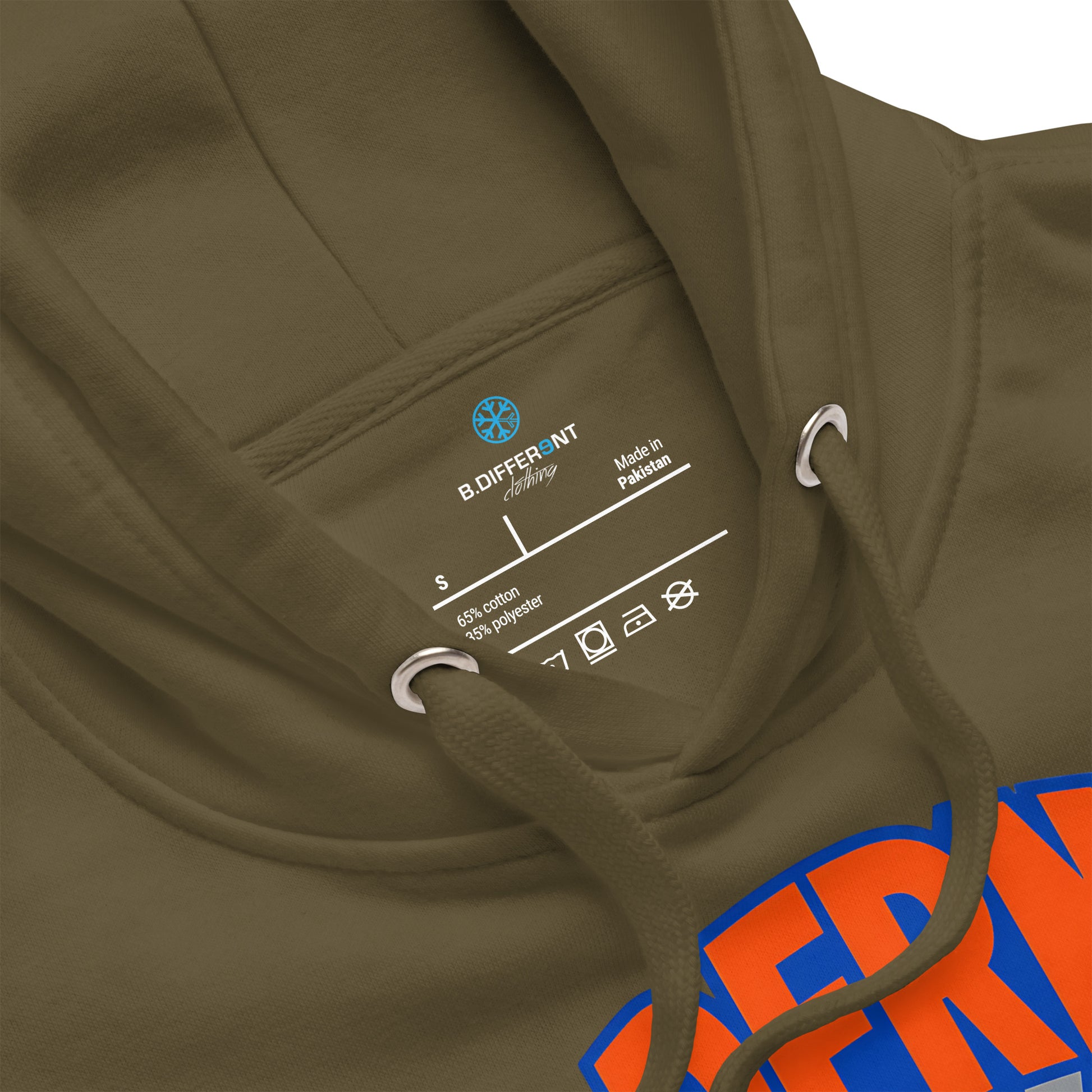 Green-BDFRNT Logo 1989 Hoodie from B.Different Clothing, collar, graffiti-inspired streetwear