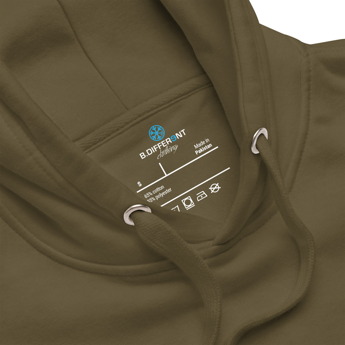 Army Green-Outcast Graffiti Tag Hoodie from B.Different Clothing, collar, graffiti-inspired streetwear