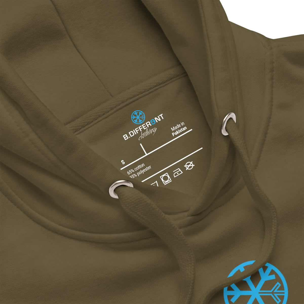 Military Green-Vandal Graffiti Tag Hoodie from B.Different Clothing, collar, graffiti-inspired streetwear