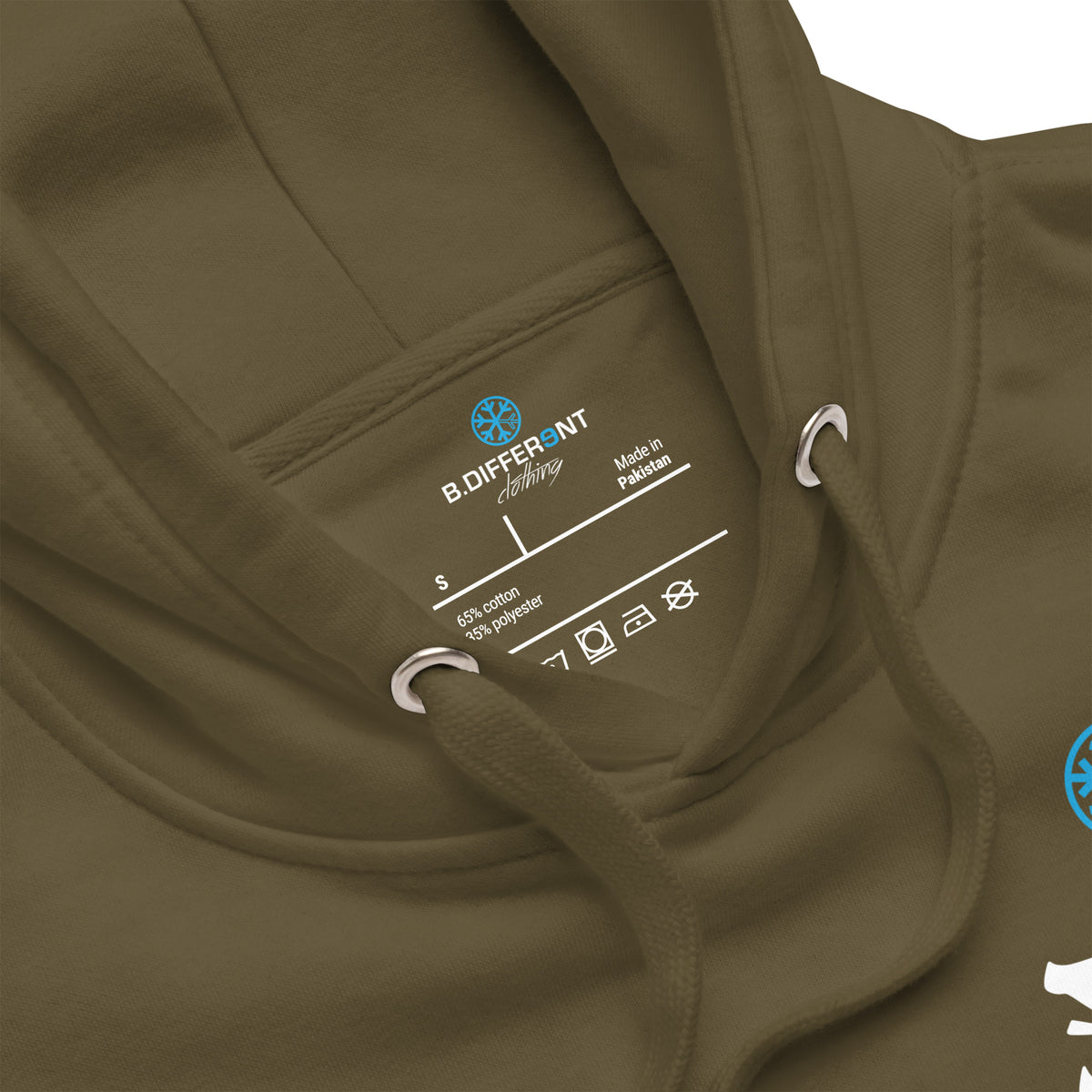 Army Green-Paint Dealer Graffiti Character Hoodie from B.Different Clothing, collar, graffiti-inspired streetwear