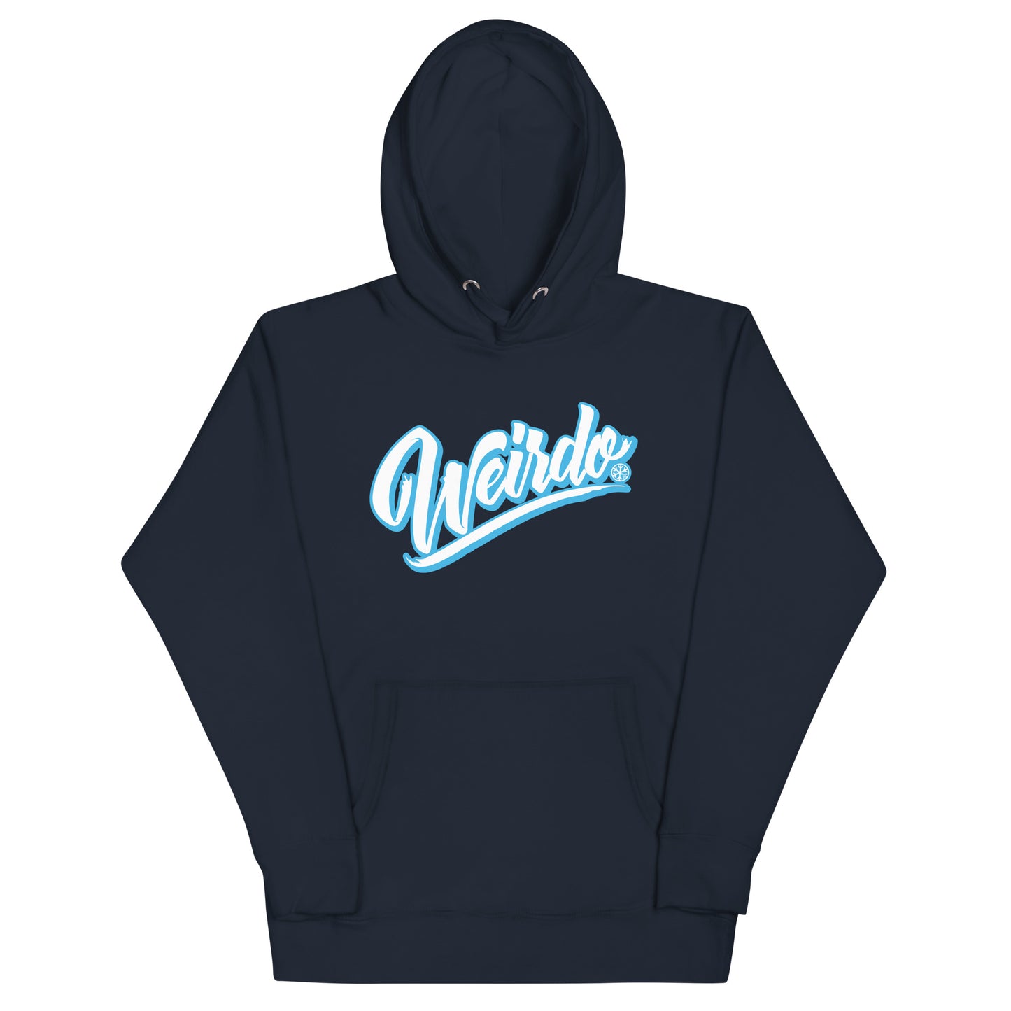 Navy-Weirdo Hoodie from B.Different Clothing, front view, graffiti-inspired streetwear