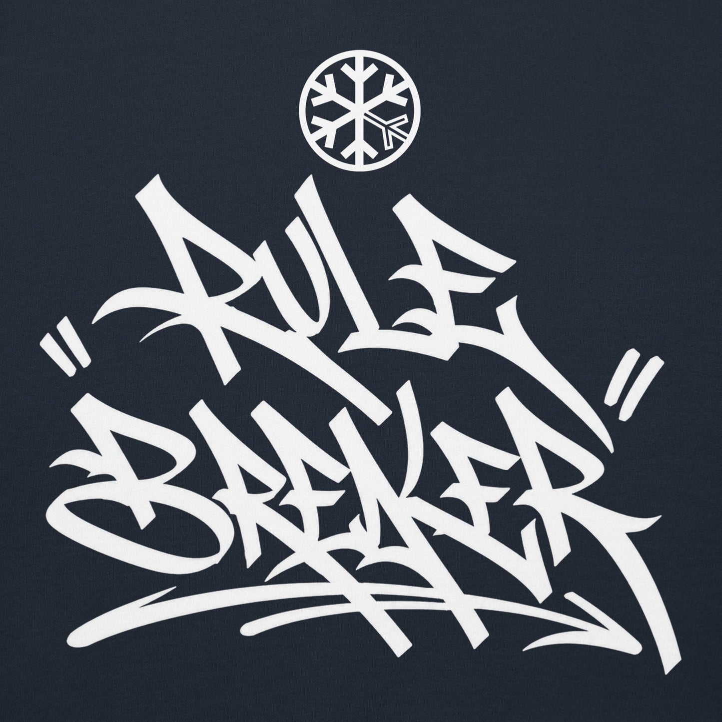 Navy Blazer-Rule Breaker Graffiti Tag Hoodie from B.Different Clothing, front graphic, graffiti-inspired streetwear