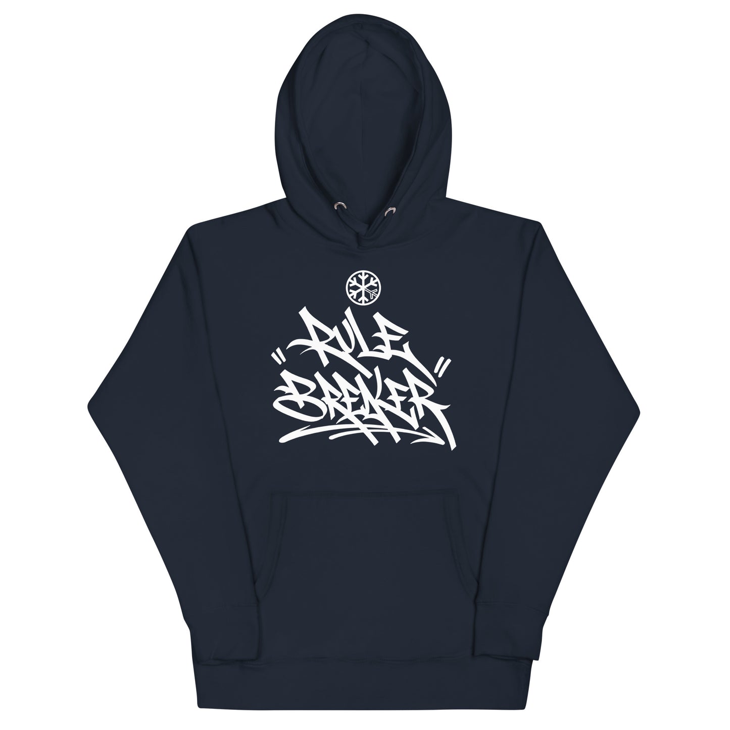 Navy Blazer-Rule Breaker Graffiti Tag Hoodie from B.Different Clothing, front view, graffiti-inspired streetwear