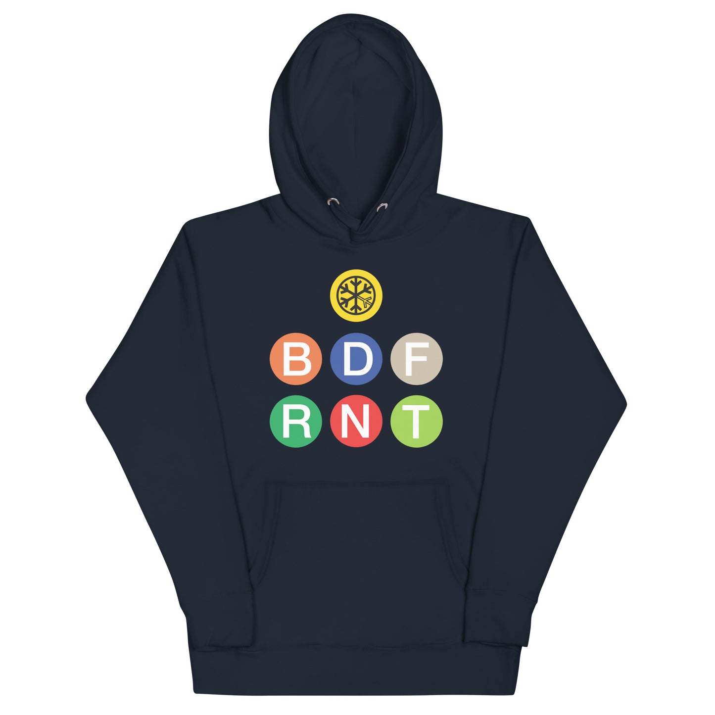 Navy Blazer-BDFRNT NYC Subway Hoodie from B.Different Clothing, front view, graffiti-inspired streetwear