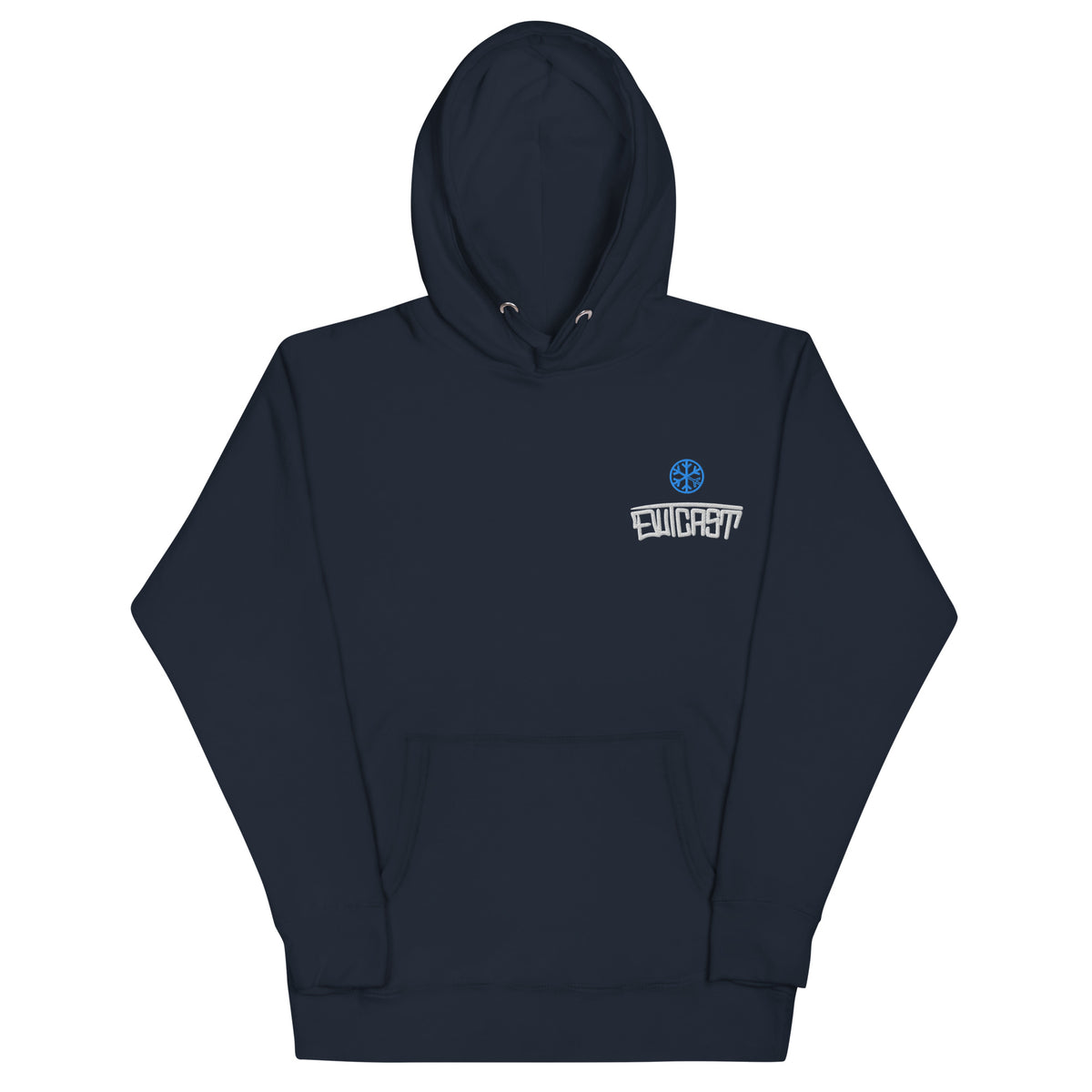 Navy-Outcast Graffiti Tag Hoodie from B.Different Clothing, front view, graffiti-inspired streetwear