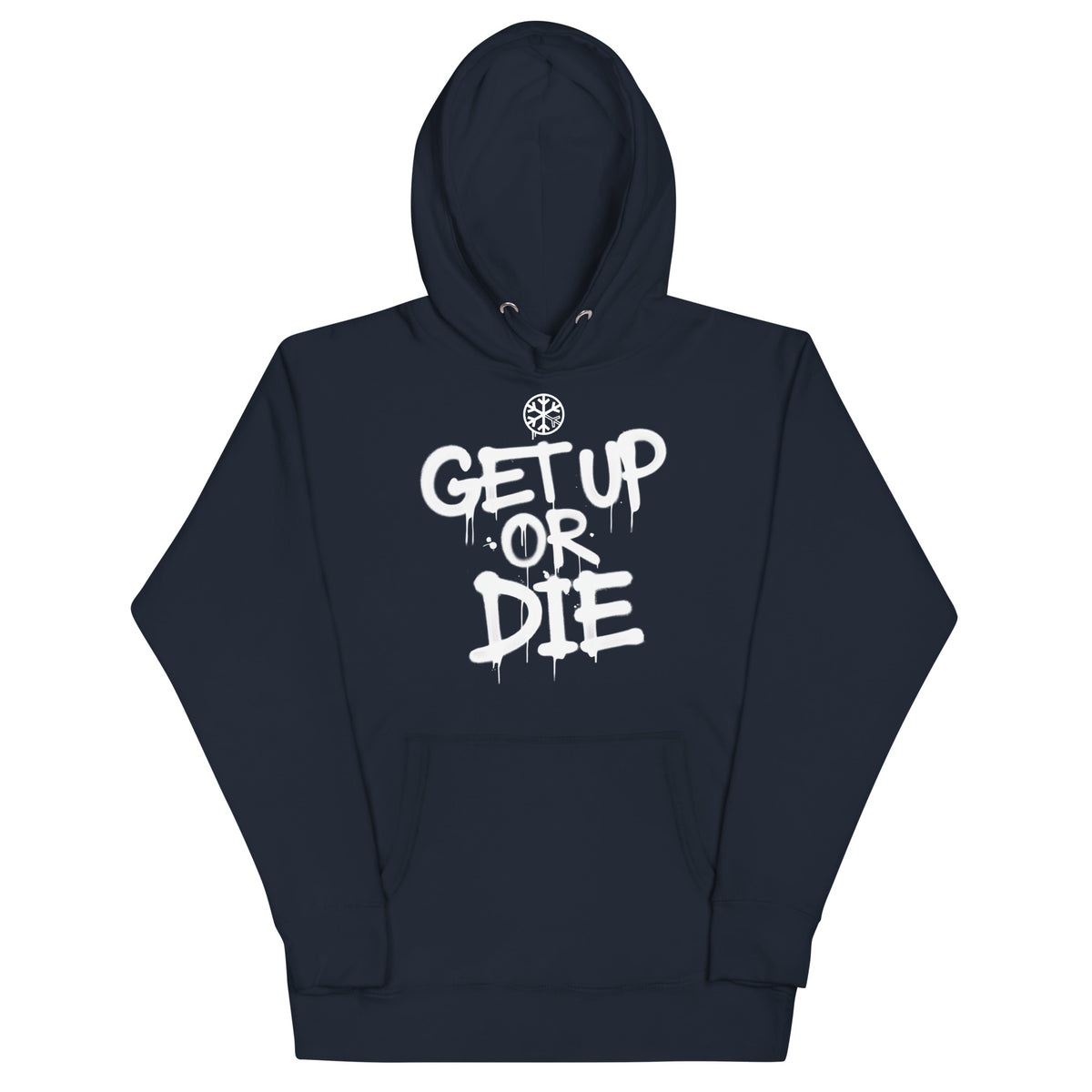 Navy Blazer-Get Up or Die Graffiti Tag Hoodie from B.Different Clothing, front view, graffiti-inspired streetwear