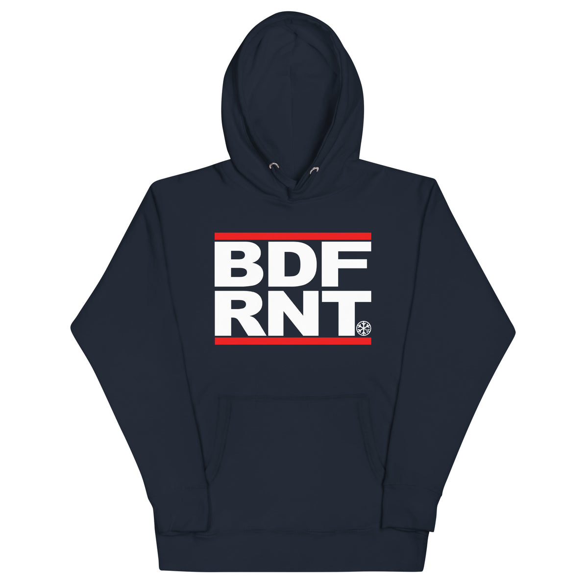 Navy Blazer-BDFRNT OG Logo Hoodie from B.Different Clothing, front view, graffiti-inspired streetwear