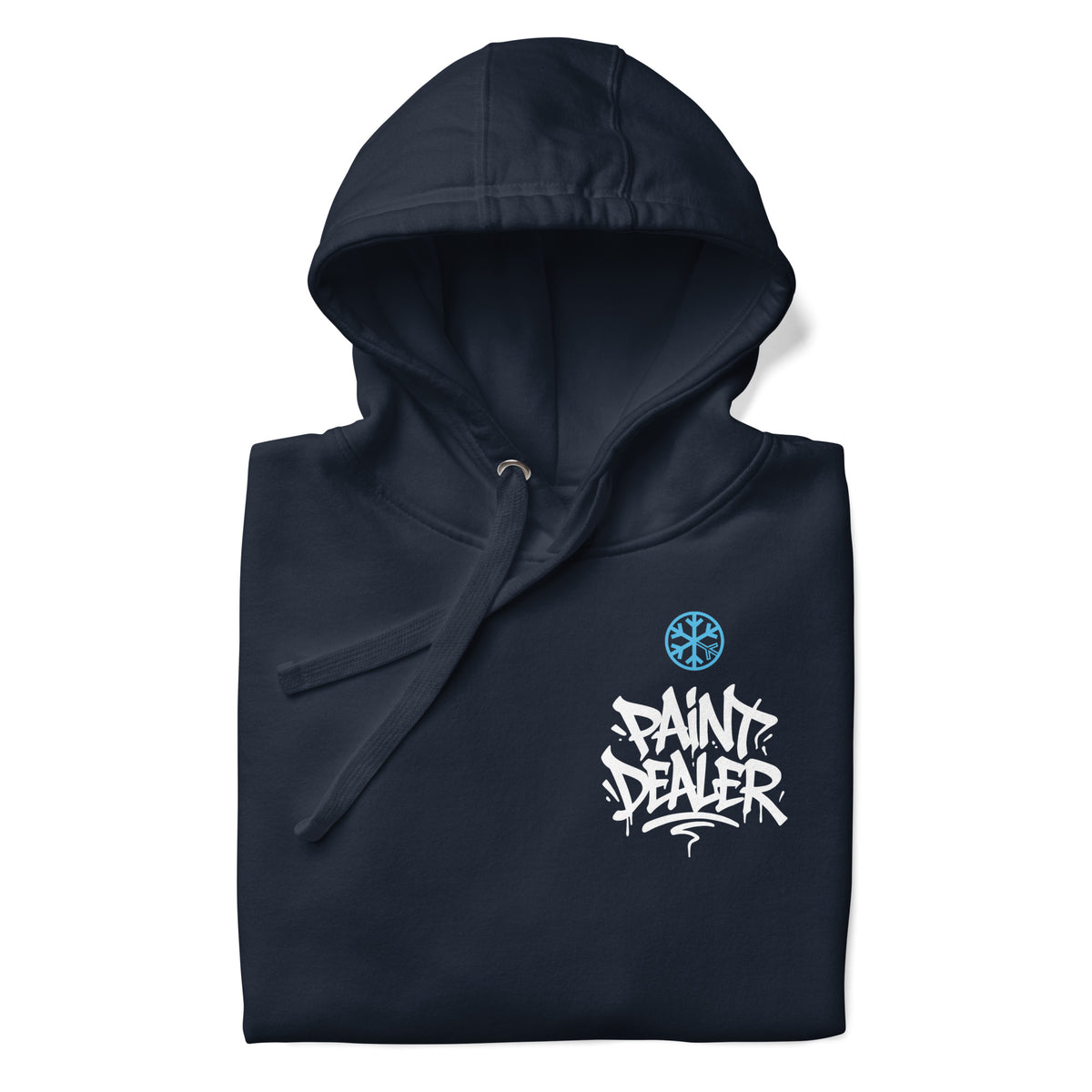 Navy-Paint Dealer Graffiti Character Hoodie from B.Different Clothing, folded, graffiti-inspired streetwear