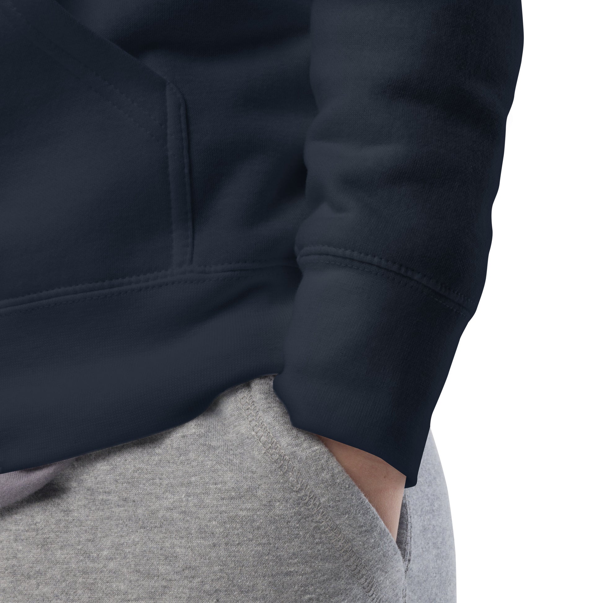 Navy Blazer-BDFRNT NYC Subway Hoodie from B.Different Clothing, detail, graffiti-inspired streetwear