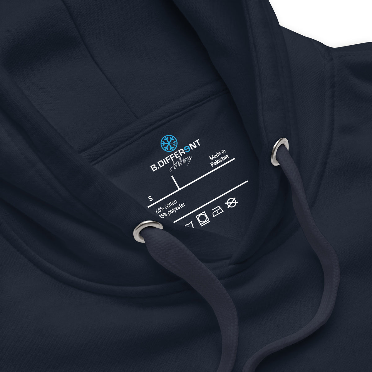Navy-Outcast Graffiti Tag Hoodie from B.Different Clothing, collar, graffiti-inspired streetwear