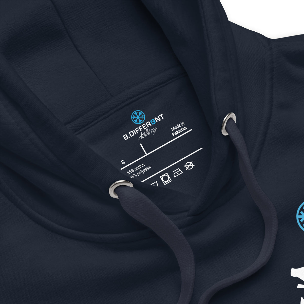 Navy-Paint Dealer Graffiti Character Hoodie from B.Different Clothing, collar, graffiti-inspired streetwear