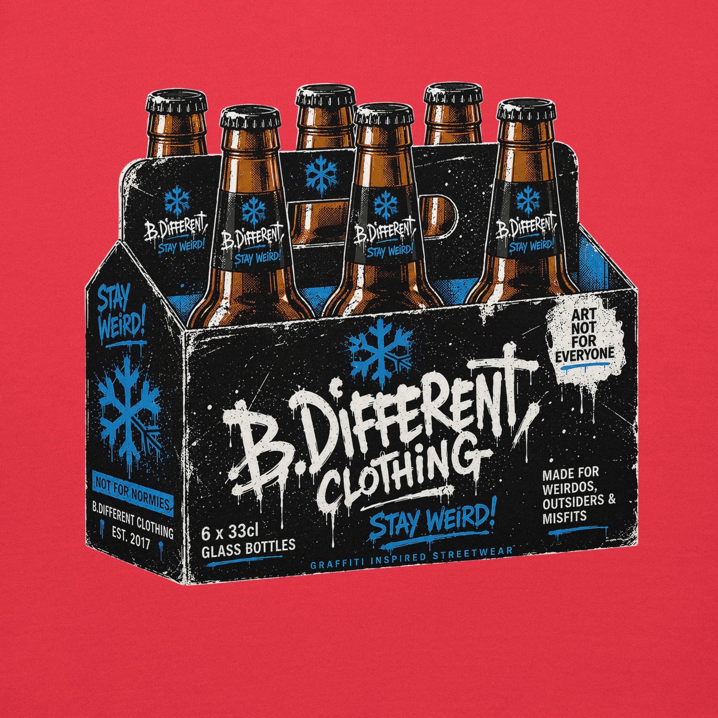 Red-Six Pack Beer Graffiti Hoodie from B.Different Clothing, graphic, graffiti-inspired streetwear