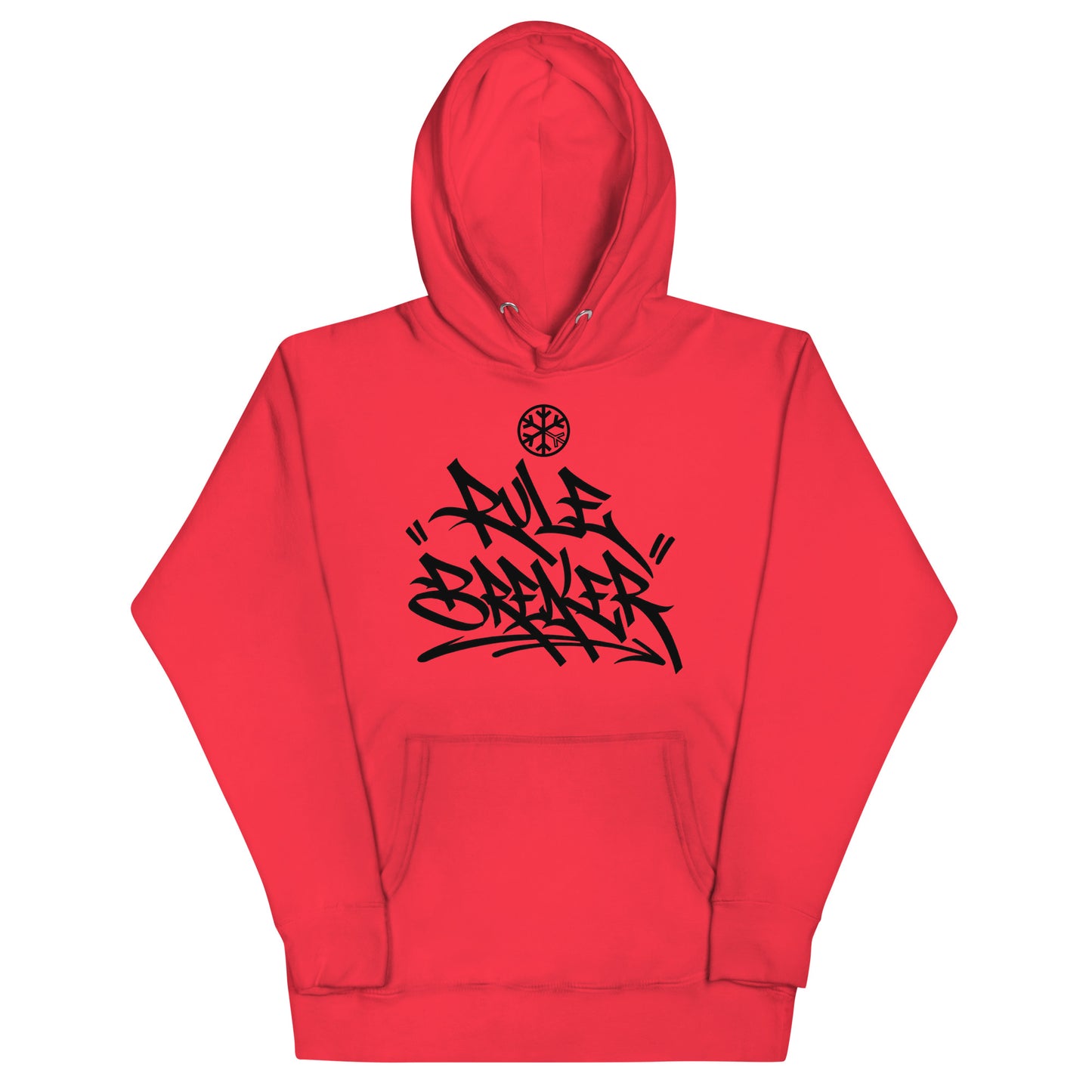 Team Red-Rule Breaker Graffiti Tag Hoodie from B.Different Clothing, front view, graffiti-inspired streetwear