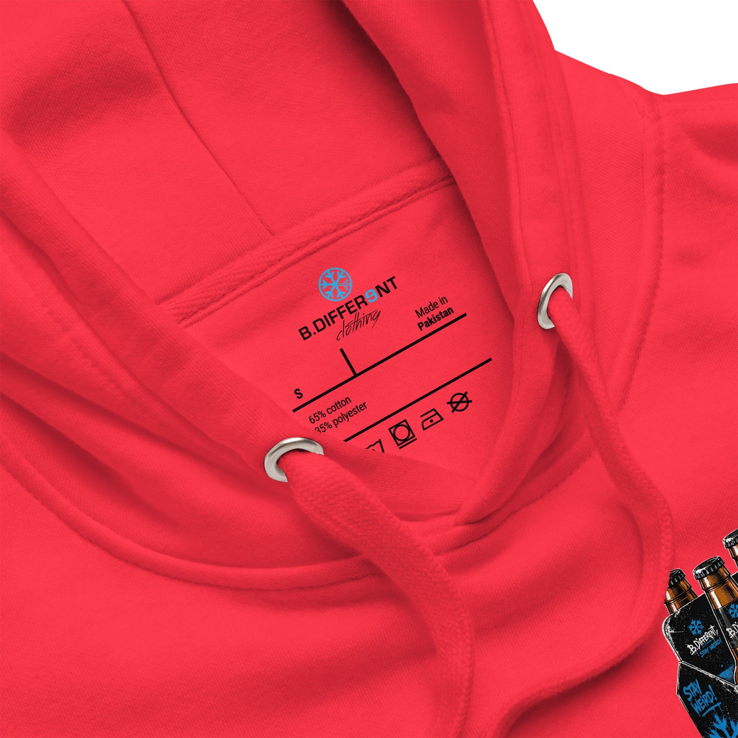 Red-Six Pack Beer Graffiti Hoodie from B.Different Clothing, collar, graffiti-inspired streetwear