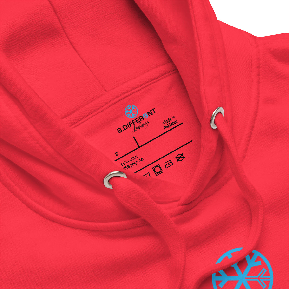 Team Red-Vandal Graffiti Tag Hoodie from B.Different Clothing, collar, graffiti-inspired streetwear
