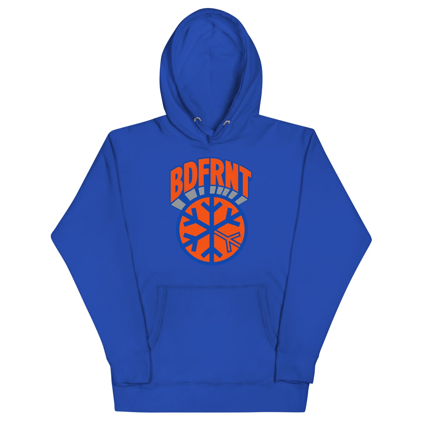 Blue-BDFRNT Logo 1989 Hoodie from B.Different Clothing, front view, graffiti-inspired streetwear