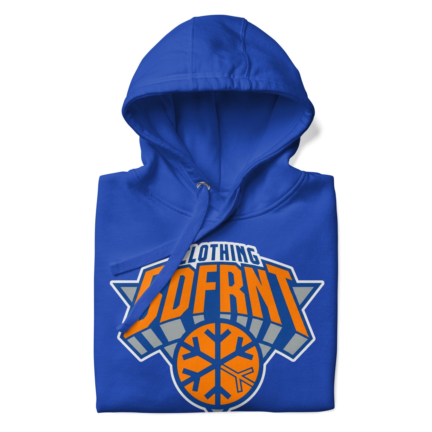 Blue-BDFRNT Logo 2011 Hoodie from B.Different Clothing, folded, graffiti-inspired streetwear