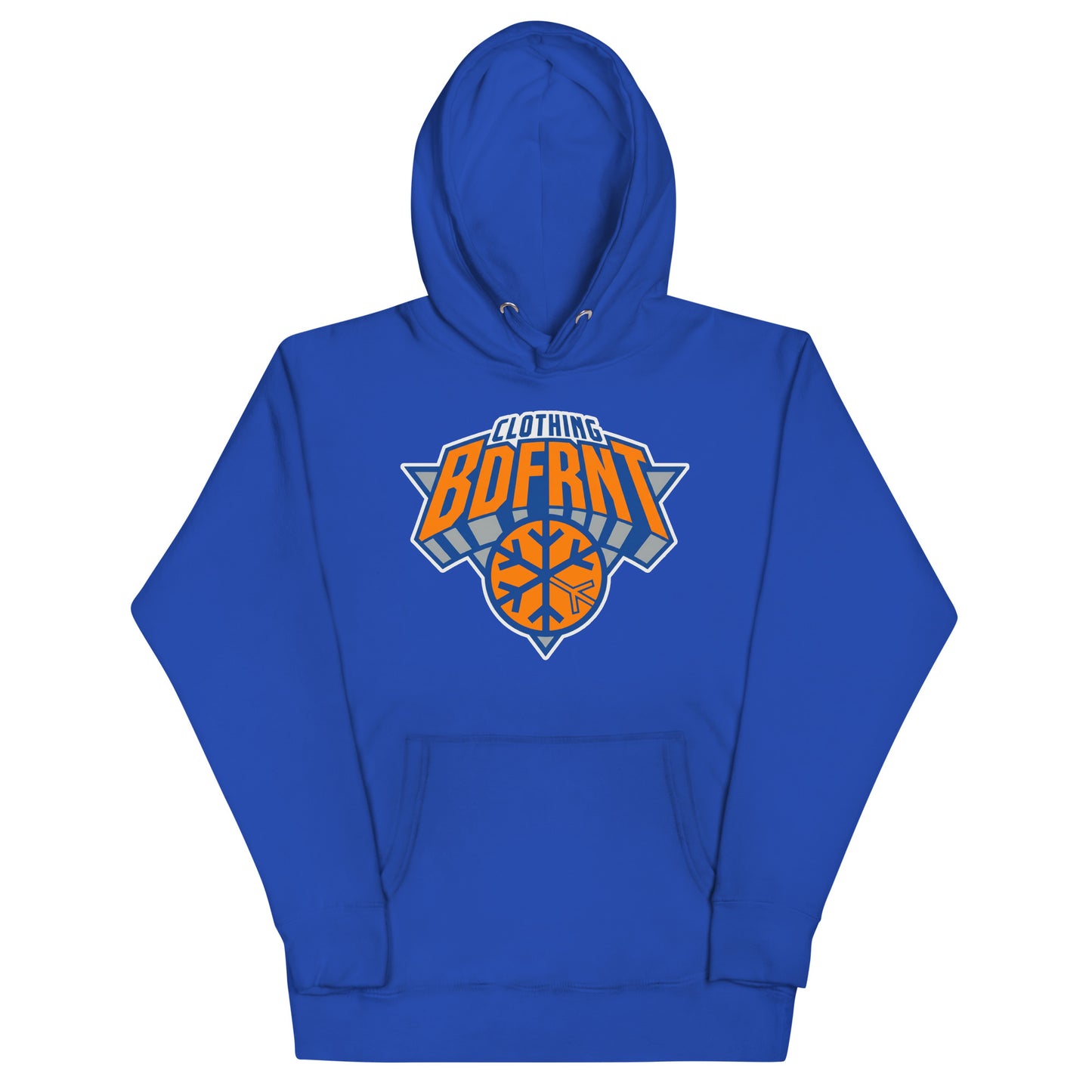 Blue-BDFRNT Logo 2011 Hoodie from B.Different Clothing, front view, graffiti-inspired streetwear
