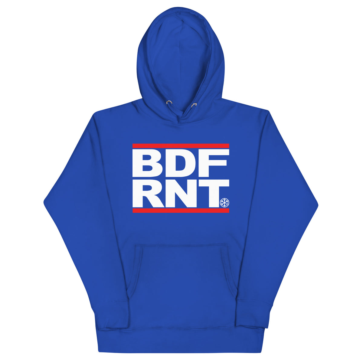 Team Royal-BDFRNT OG Logo Hoodie from B.Different Clothing, front view, graffiti-inspired streetwear