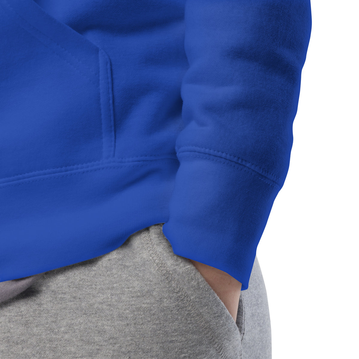 Team Royal-BDFRNT OG Logo Hoodie from B.Different Clothing, detail, graffiti-inspired streetwear