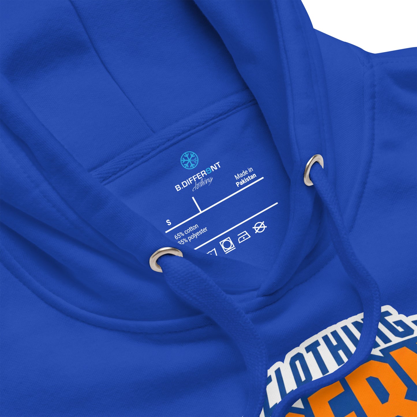 Blue-BDFRNT Logo 2011 Hoodie from B.Different Clothing, collar, graffiti-inspired streetwear